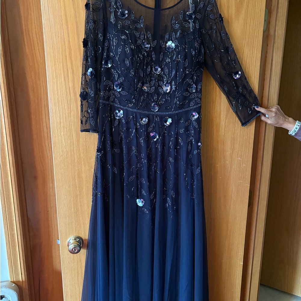 Oleg Cassini Navy Long Sleeve Dress - mother of the groom dress